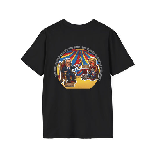 Political Circus T-Shirt — Satirical Biden vs Trump Back Graphic by Printify
