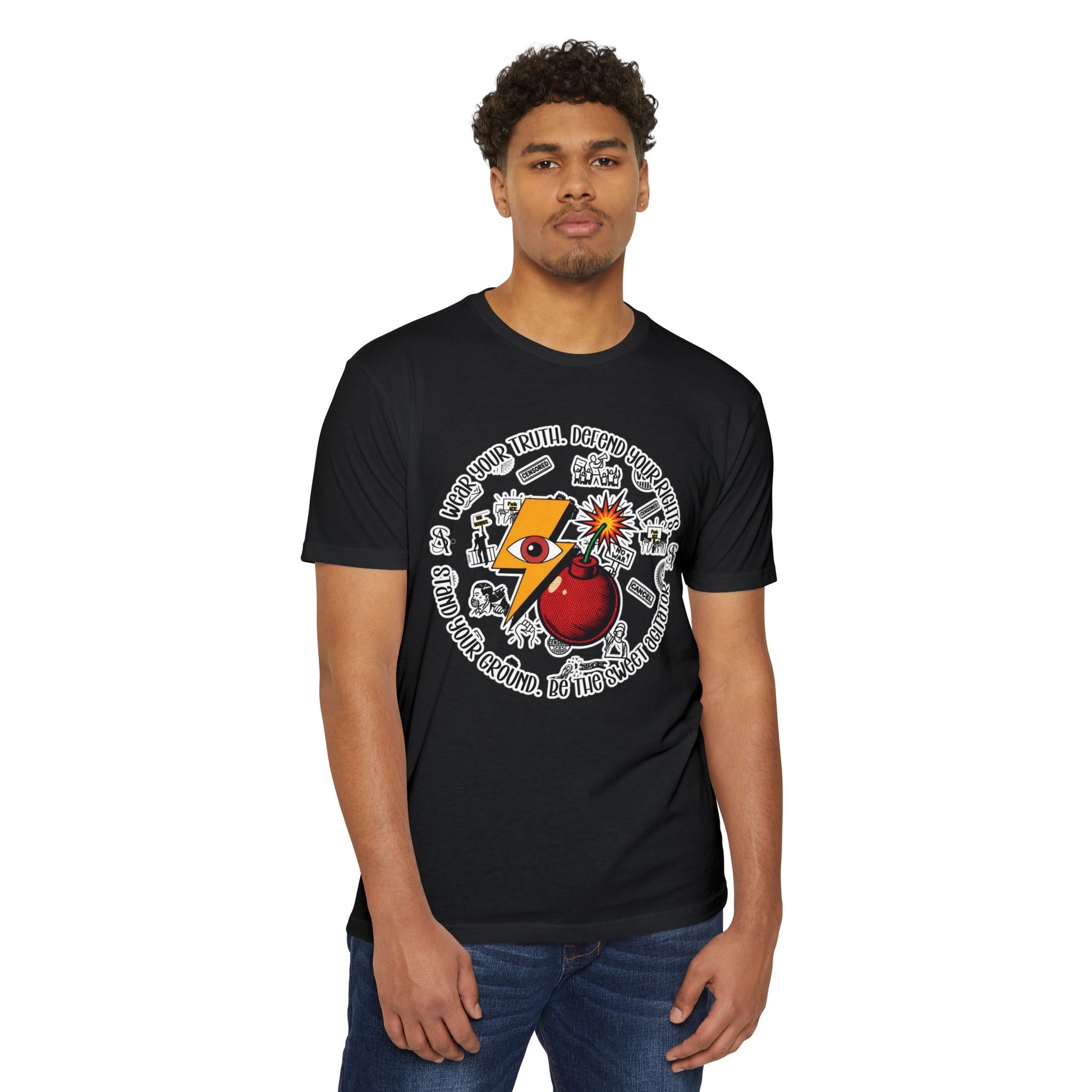 Sticker Characters Graphic T-Shirt — Cute Dancer & Couple Sticker Pack Tee by Printify