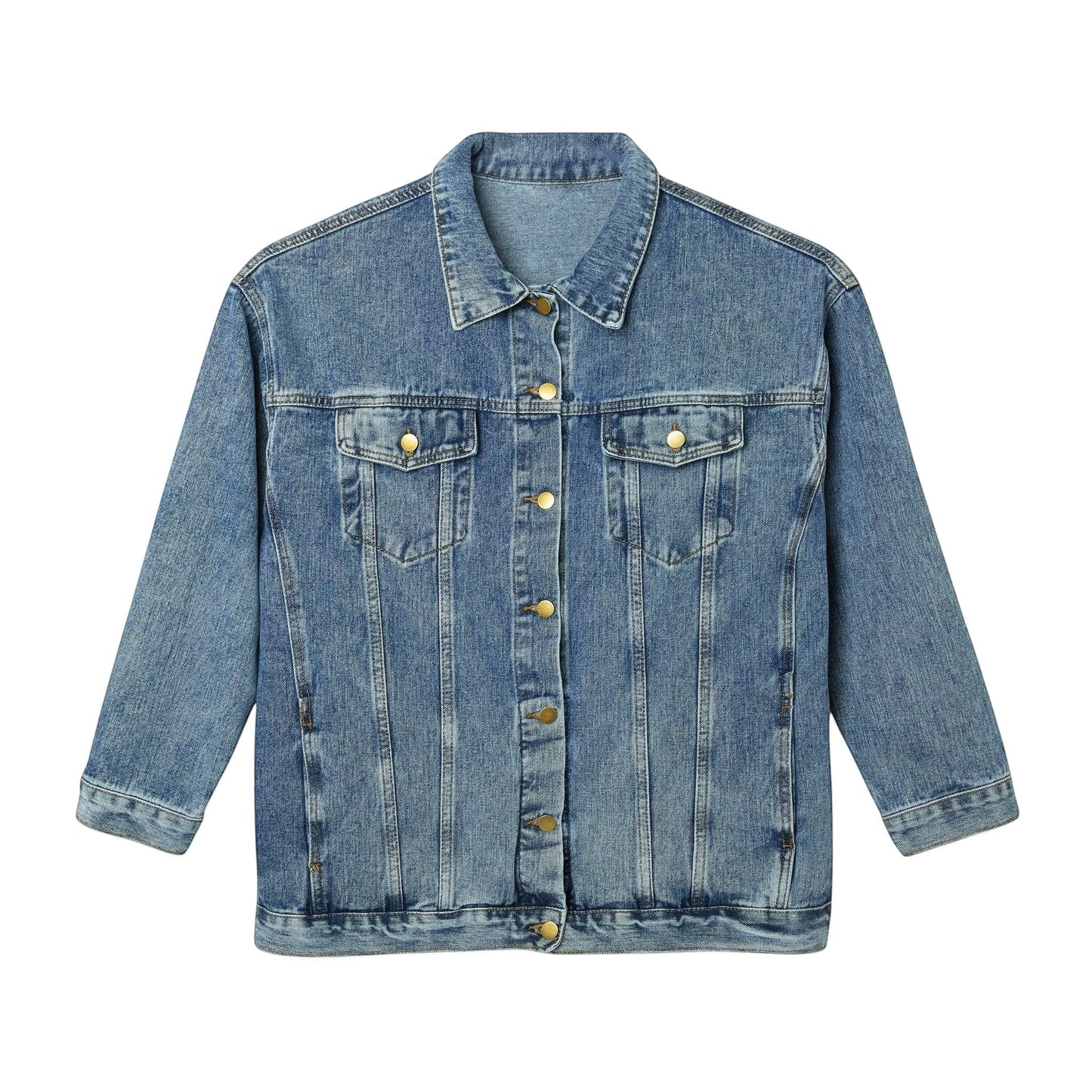 Denim Jacket Outerwear Retro Floral Cupcake Graphic Back Print Model DJ001 by Printify