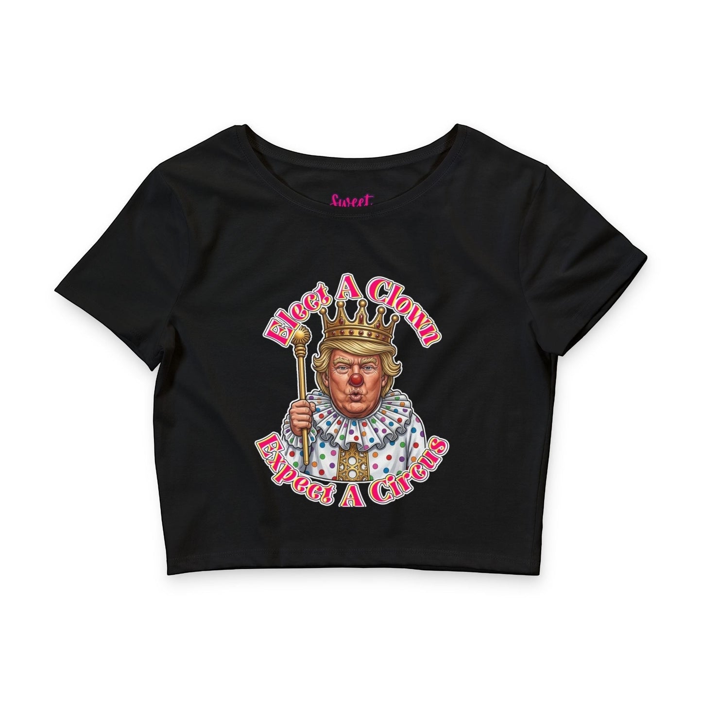 Elect A Clown Crop Tee by Printify