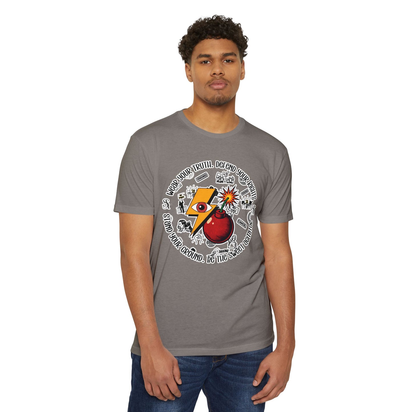 Sticker Characters Graphic T-Shirt — Cute Dancer & Couple Sticker Pack Tee by Printify