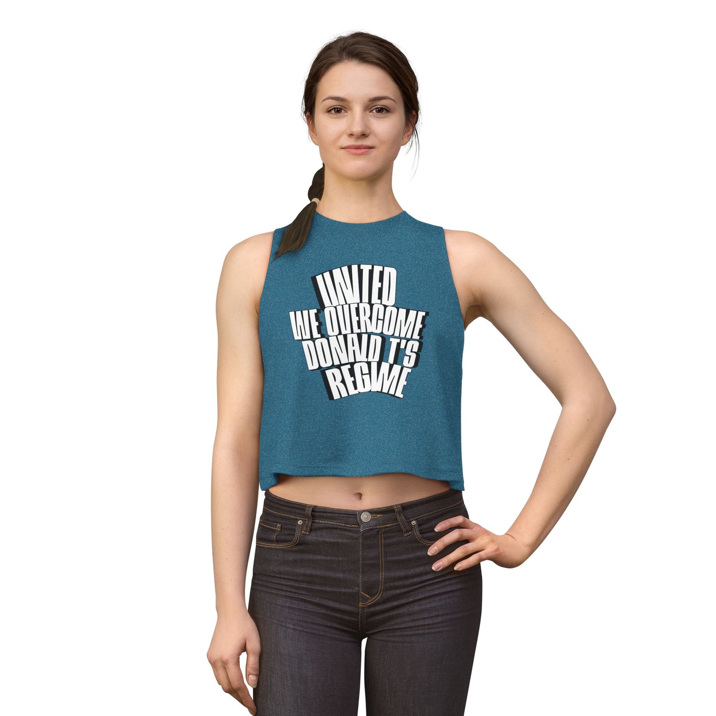 United We Overcome Protest Tank Top Donald T Regime Bold by Printify