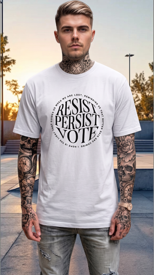 Resist Persist Vote Mens Premium Short Sleeve Graphic T Shirt by Sweet Agitator