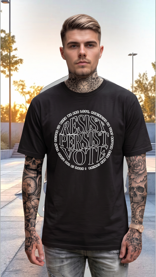 Resist Persist Vote Mens Premium Short Sleeve Graphic T Shirt by Sweet Agitator