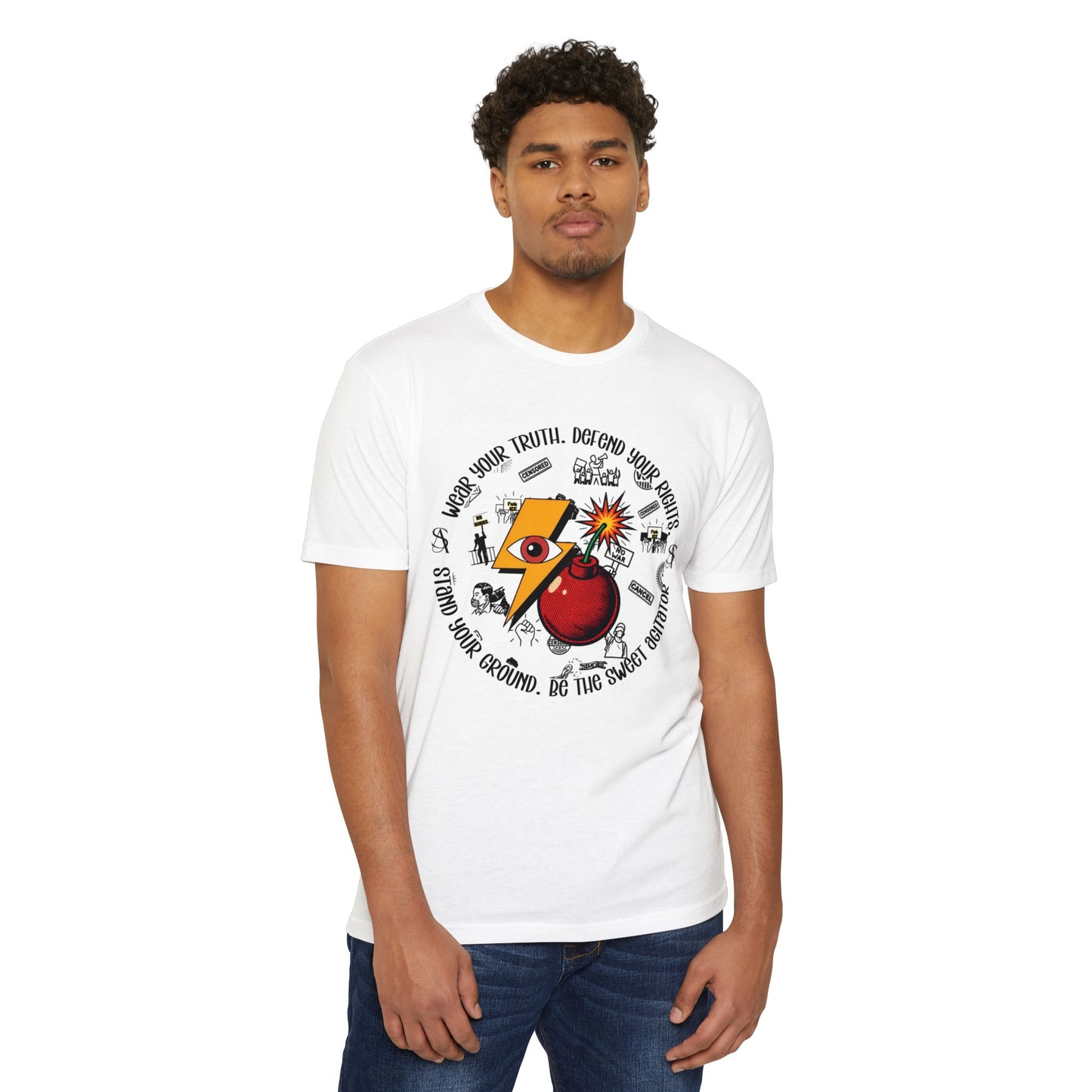 Sticker Characters Graphic T-Shirt — Cute Dancer & Couple Sticker Pack Tee by Printify