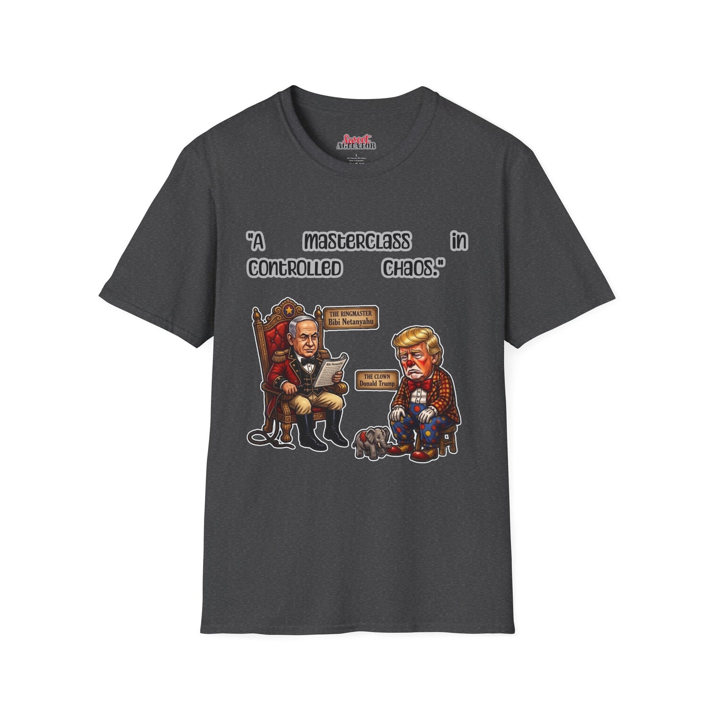 Graphic T-Shirt — "A Masterclass in Controlled Chaos" Political Cartoon Tee by Printify