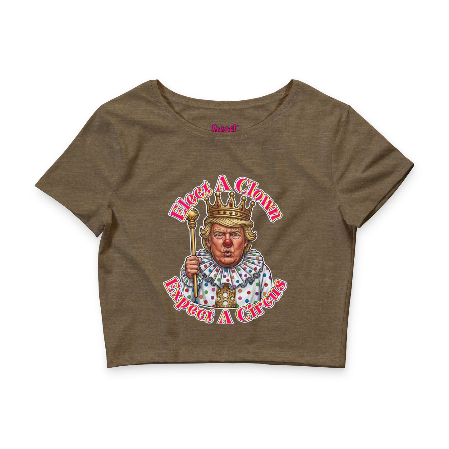 Elect A Clown, Expect A Circus' Political Satire Crop Tee by Printify