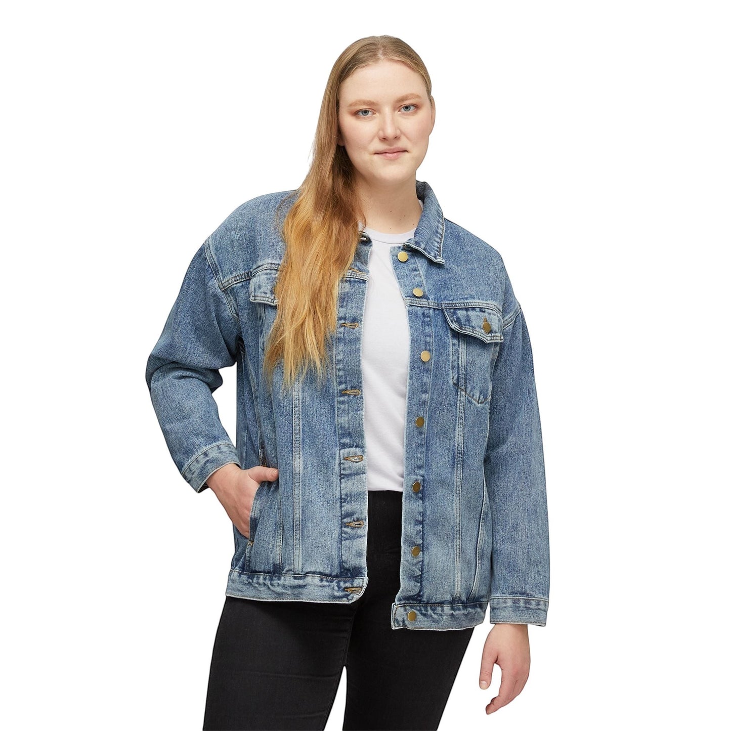Denim Jacket Outerwear Retro Floral Cupcake Graphic Back Print Model DJ001 by Printify