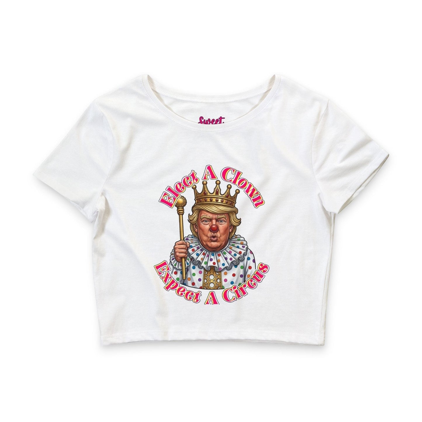 Elect A Clown Crop Tee by Printify