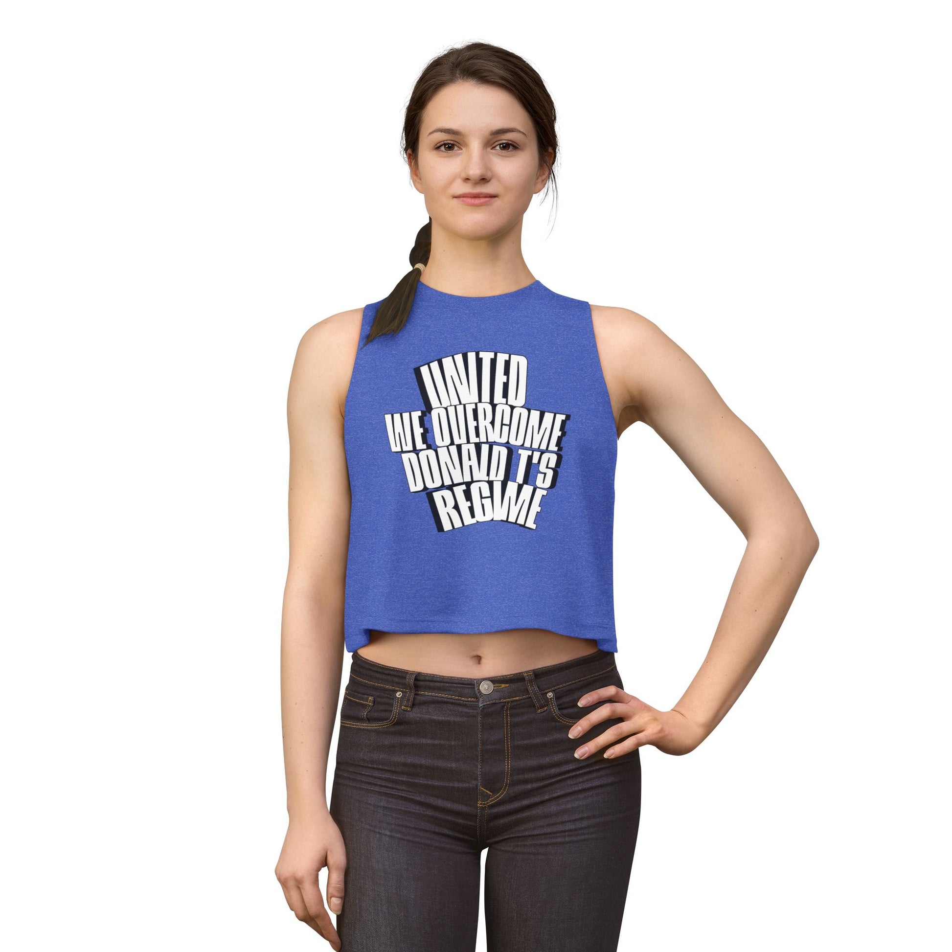United We Overcome Protest Tank Top Donald T Regime Bold by Printify