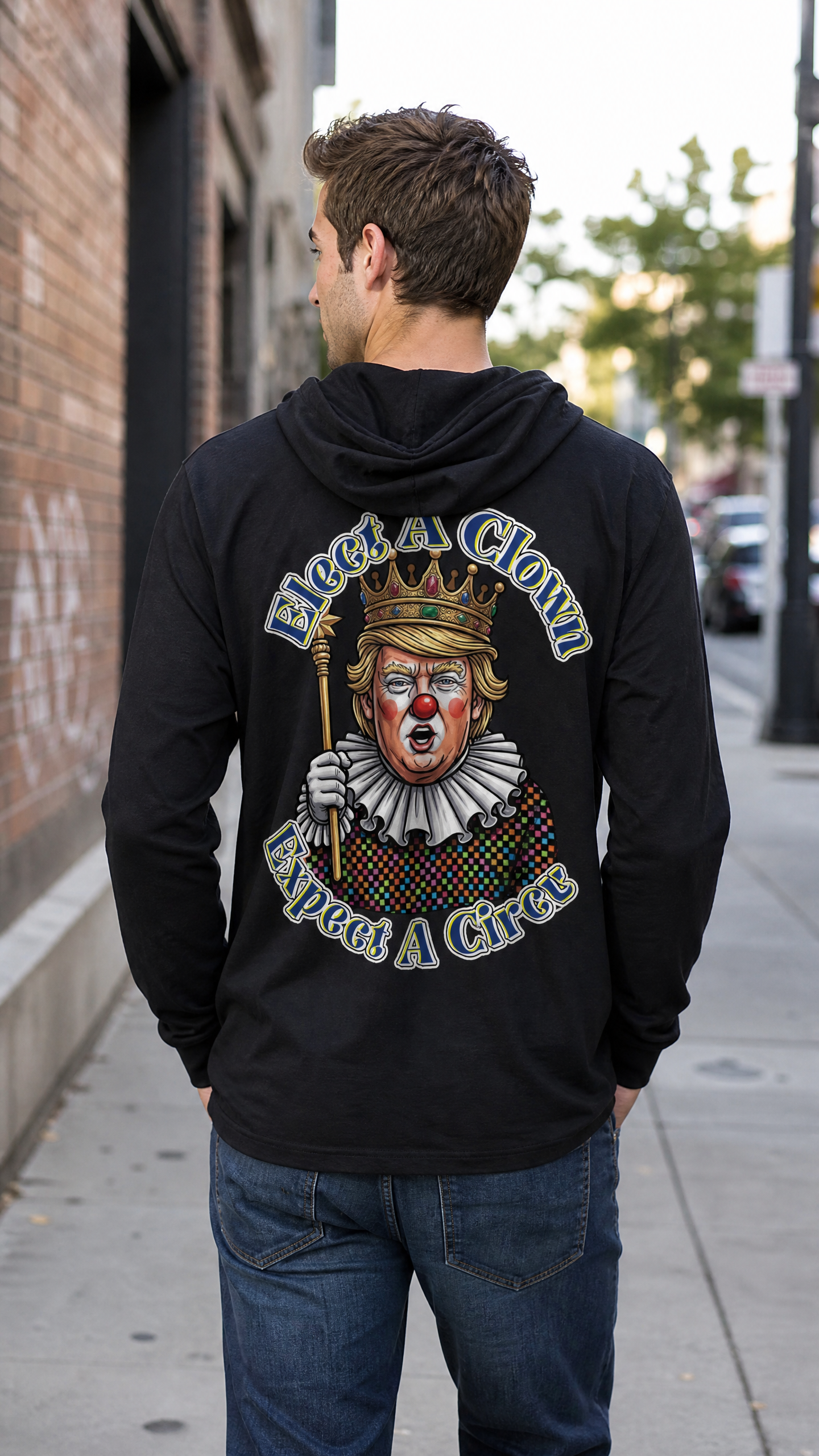 Circus Clown Long Sleeve Hoodie-Tee by Sweet Agitator