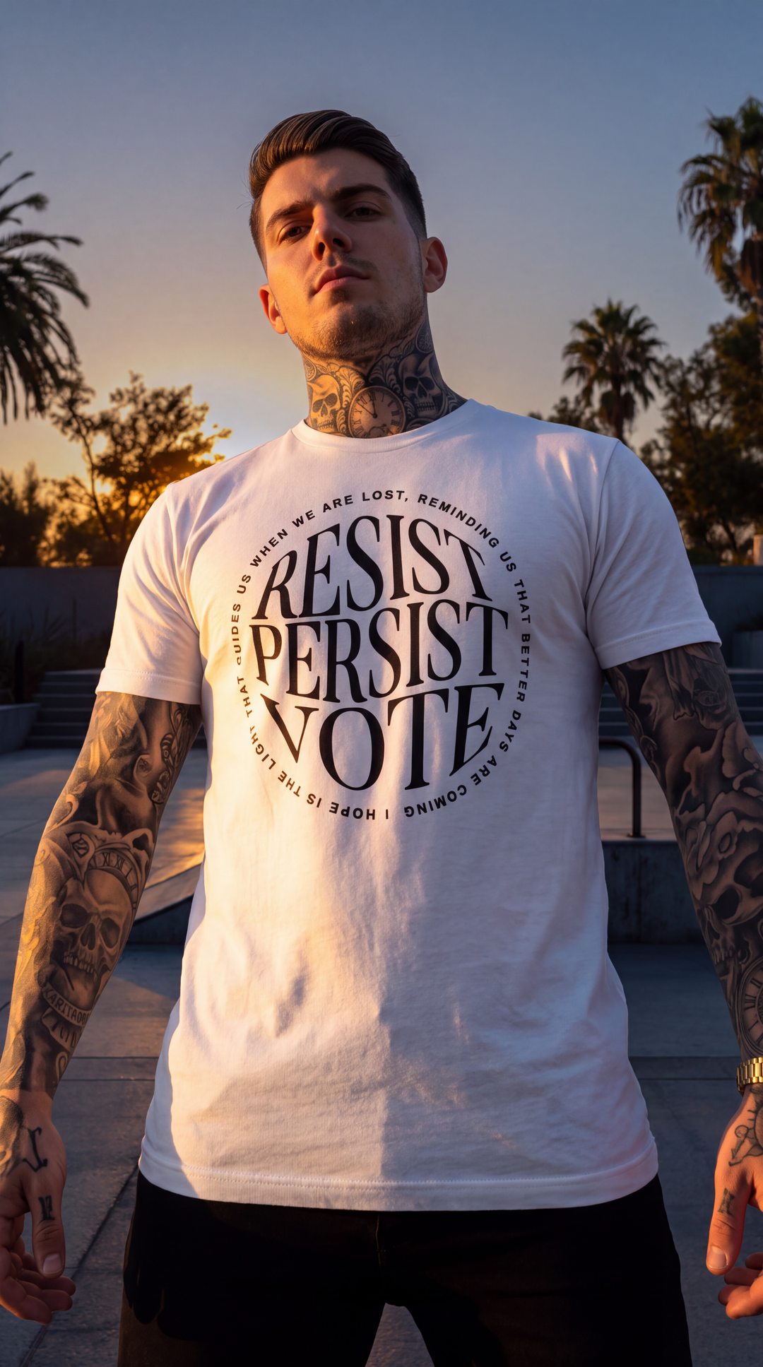 Resist Persist Vote Mens Premium Short Sleeve Graphic T Shirt by Sweet Agitator