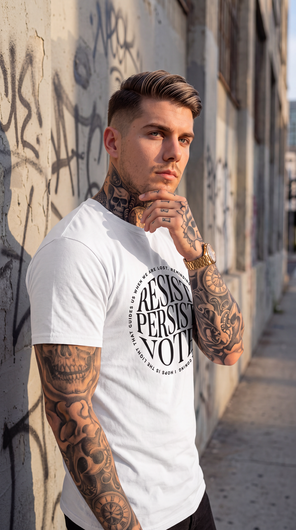 Resist Persist Vote Mens Premium Short Sleeve Graphic T Shirt by Sweet Agitator