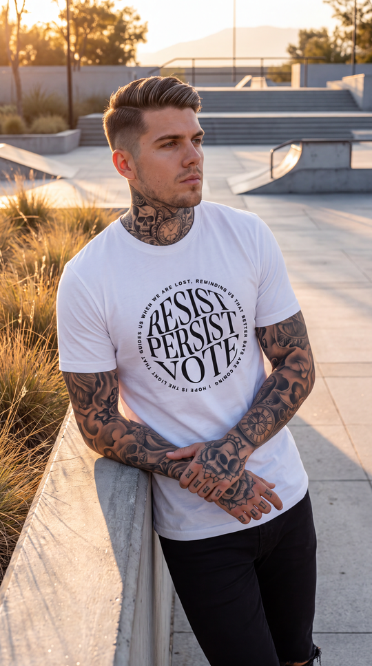 Resist Persist Vote Mens Premium Short Sleeve Graphic T Shirt by Sweet Agitator