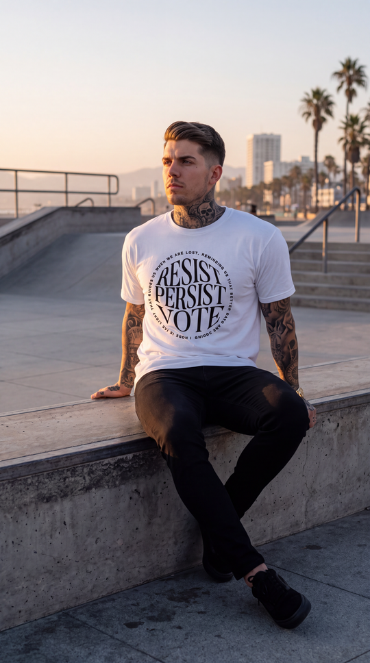 Resist Persist Vote Mens Premium Short Sleeve Graphic T Shirt by Sweet Agitator