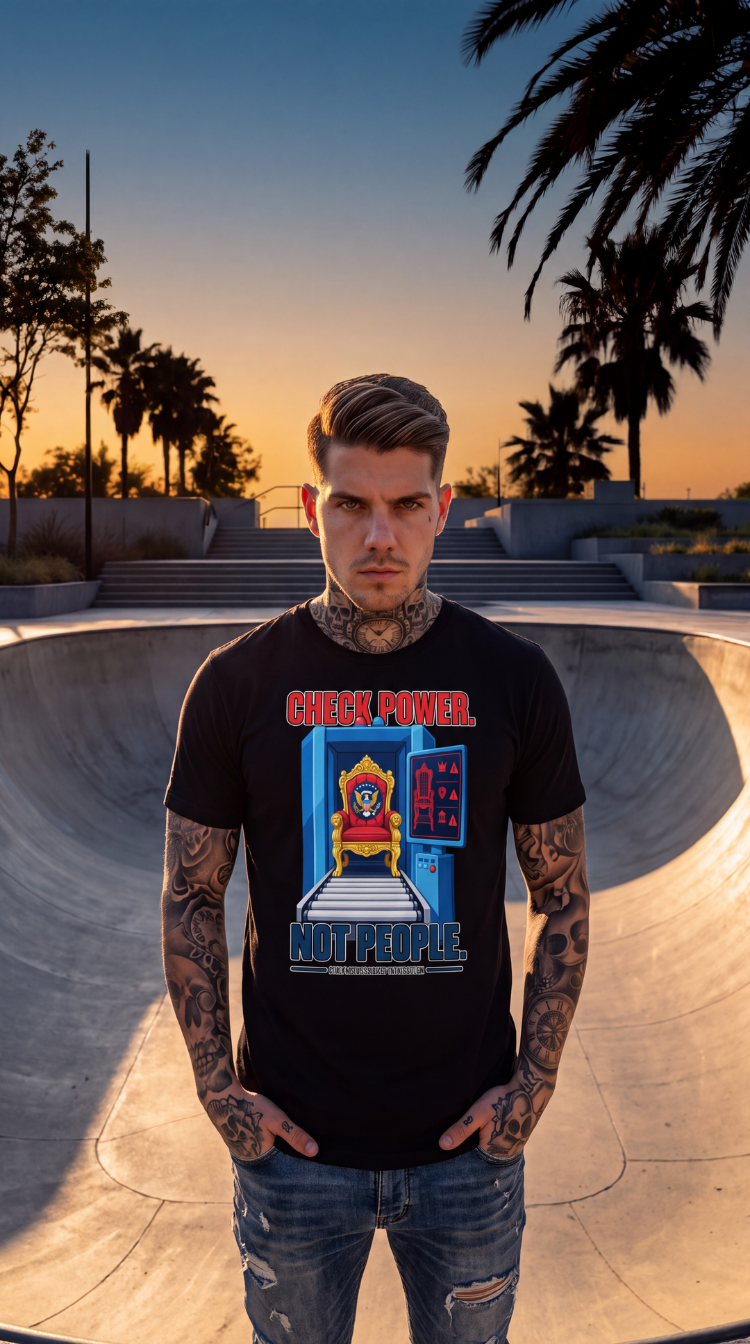 Check Power Not People T Shirt For Casual Everyday Wear by Sweet Agitator