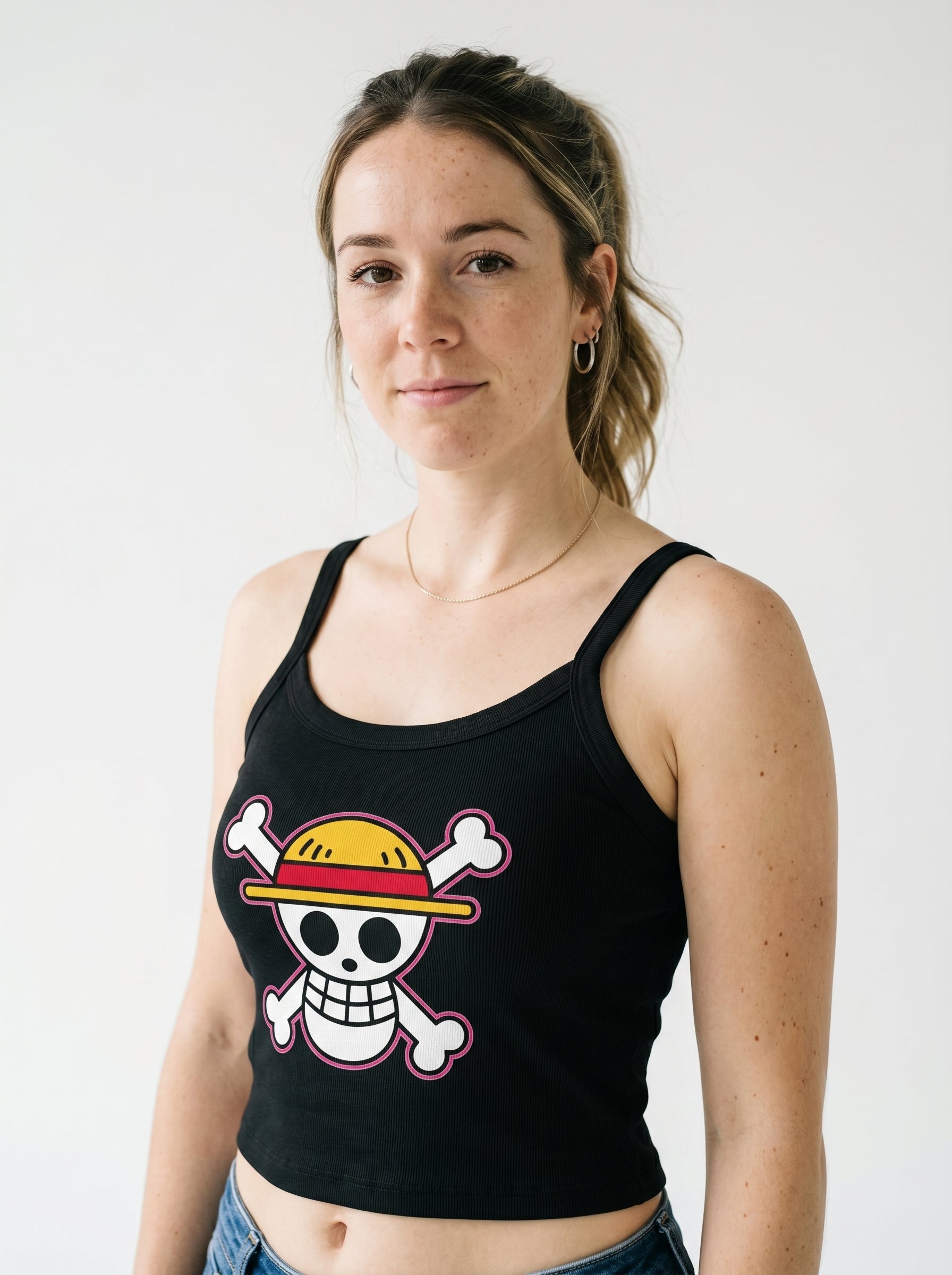 Straw Hat Skull Crop Tank by Sweet Agitator