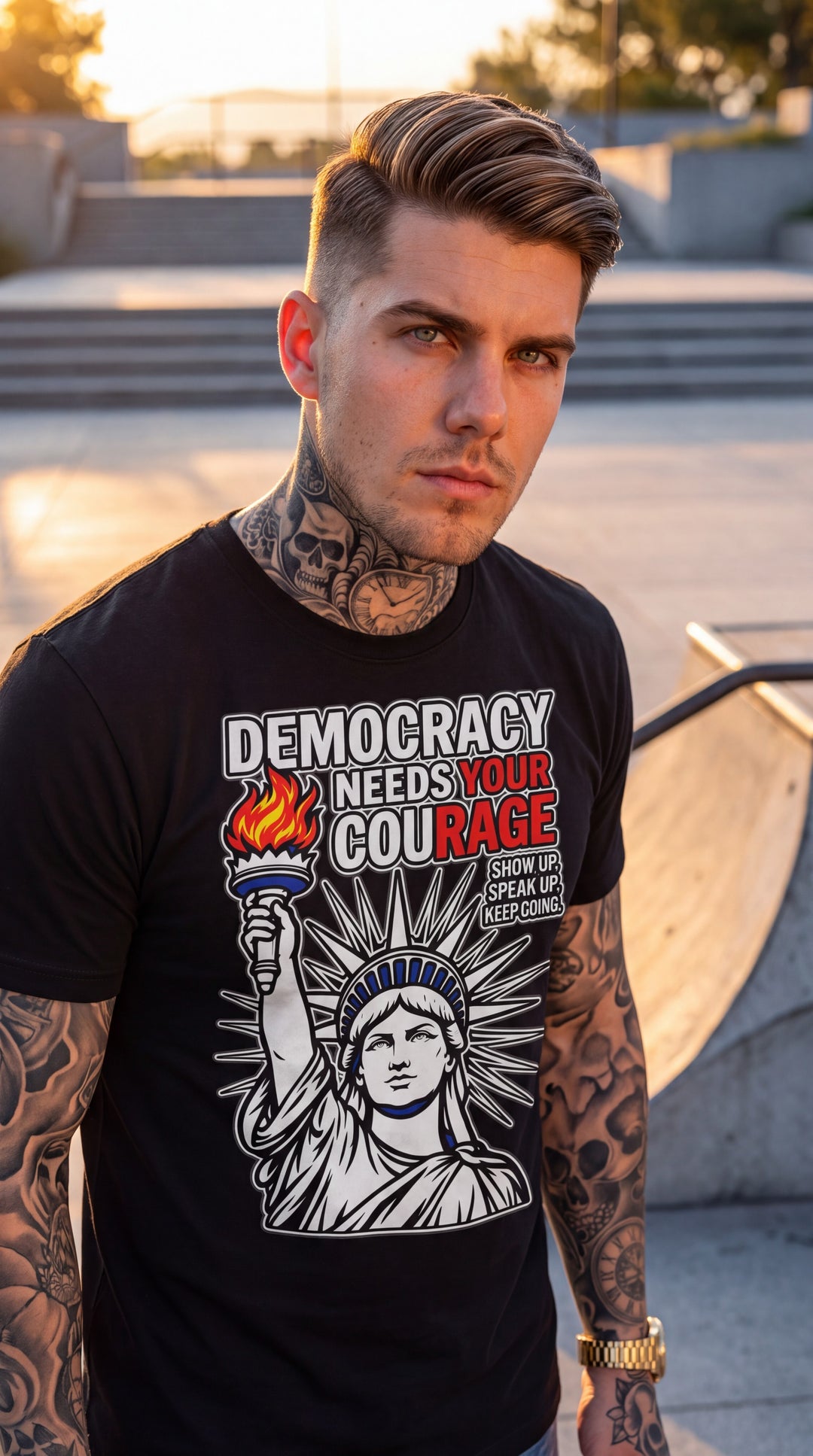 Rage For Liberty Men's Premium Short Sleeve T-Shirt For Everyday Wear by Sweet Agitator