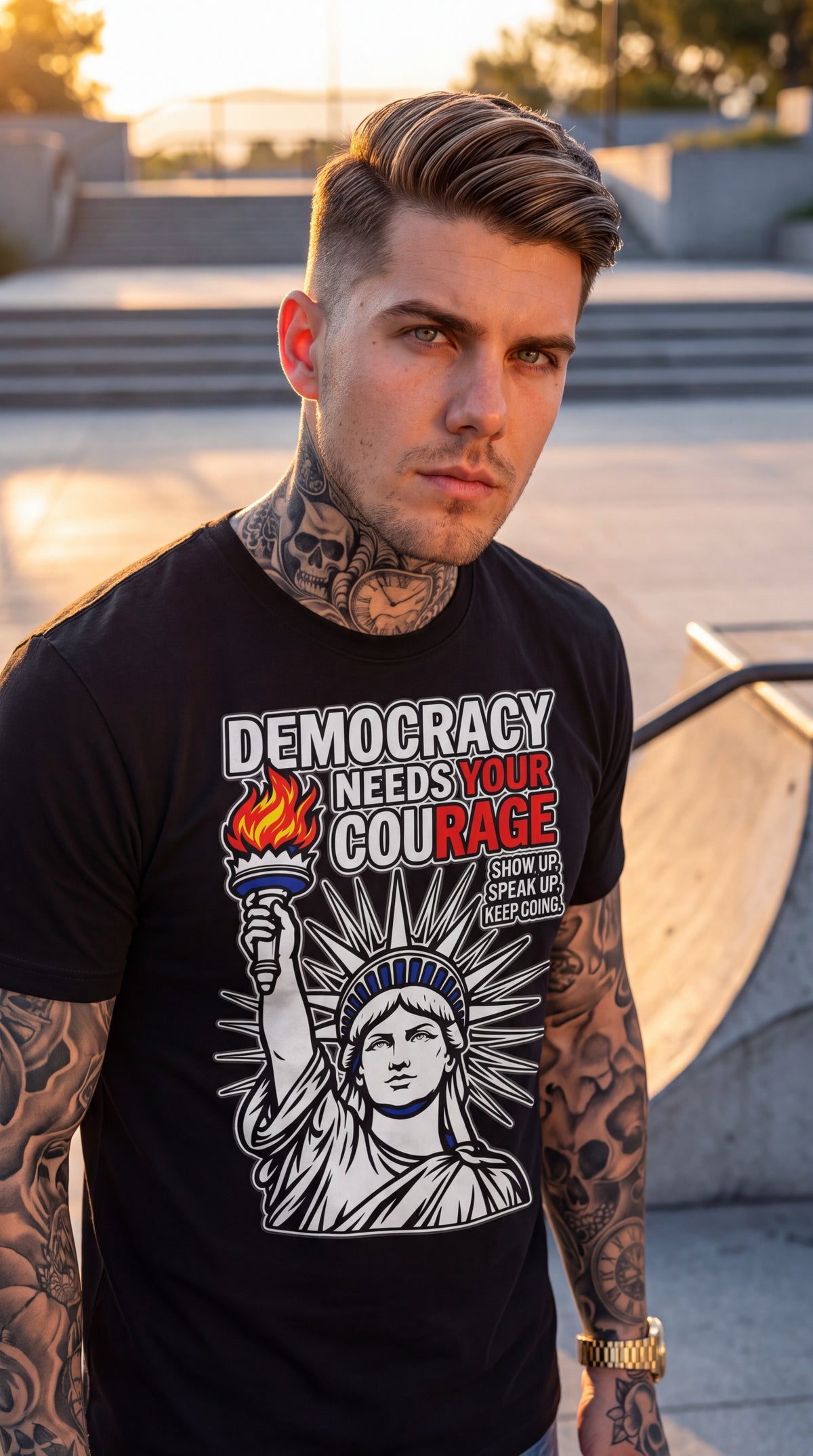 Rage For Liberty Men's Premium Short Sleeve T-Shirt For Everyday Wear by Sweet Agitator