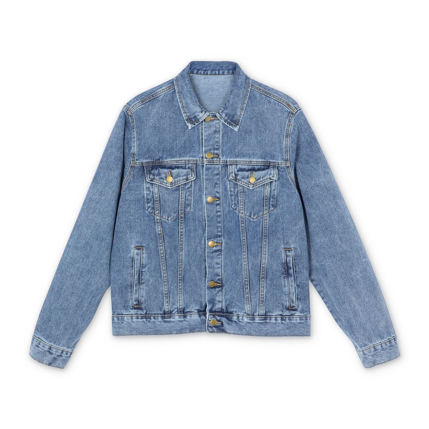 Denim Jacket With Resist Oppression Demand Justice Graphic Back Patch by Printify