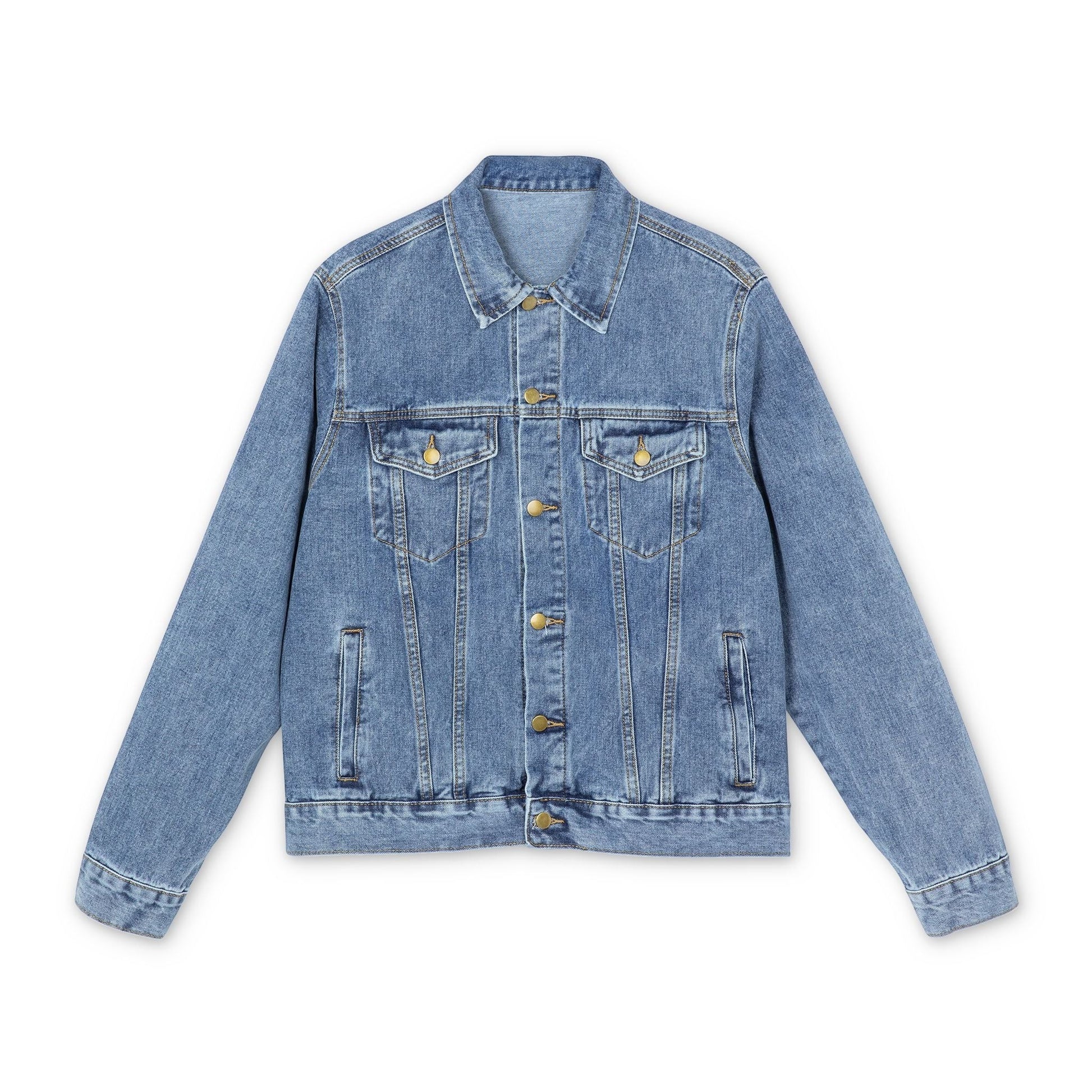 Denim Jacket With Resist Oppression Demand Justice Graphic Back Patch by Printify