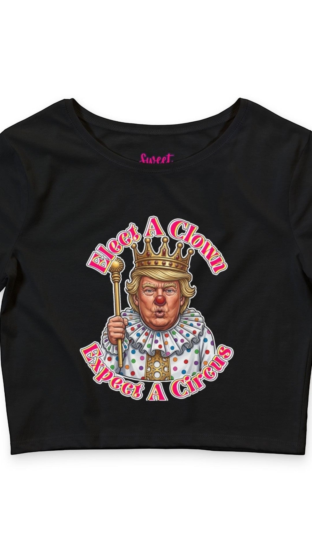 Elect A Clown Crop Tee by Printify