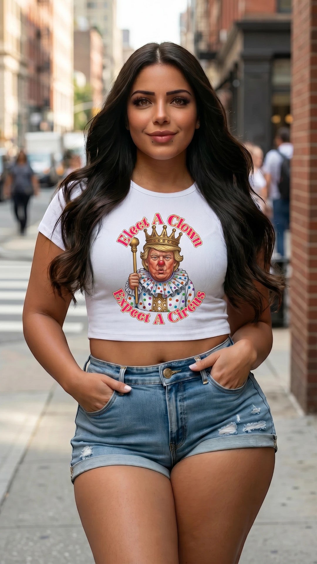 Elect A Clown Crop Tee by Printify