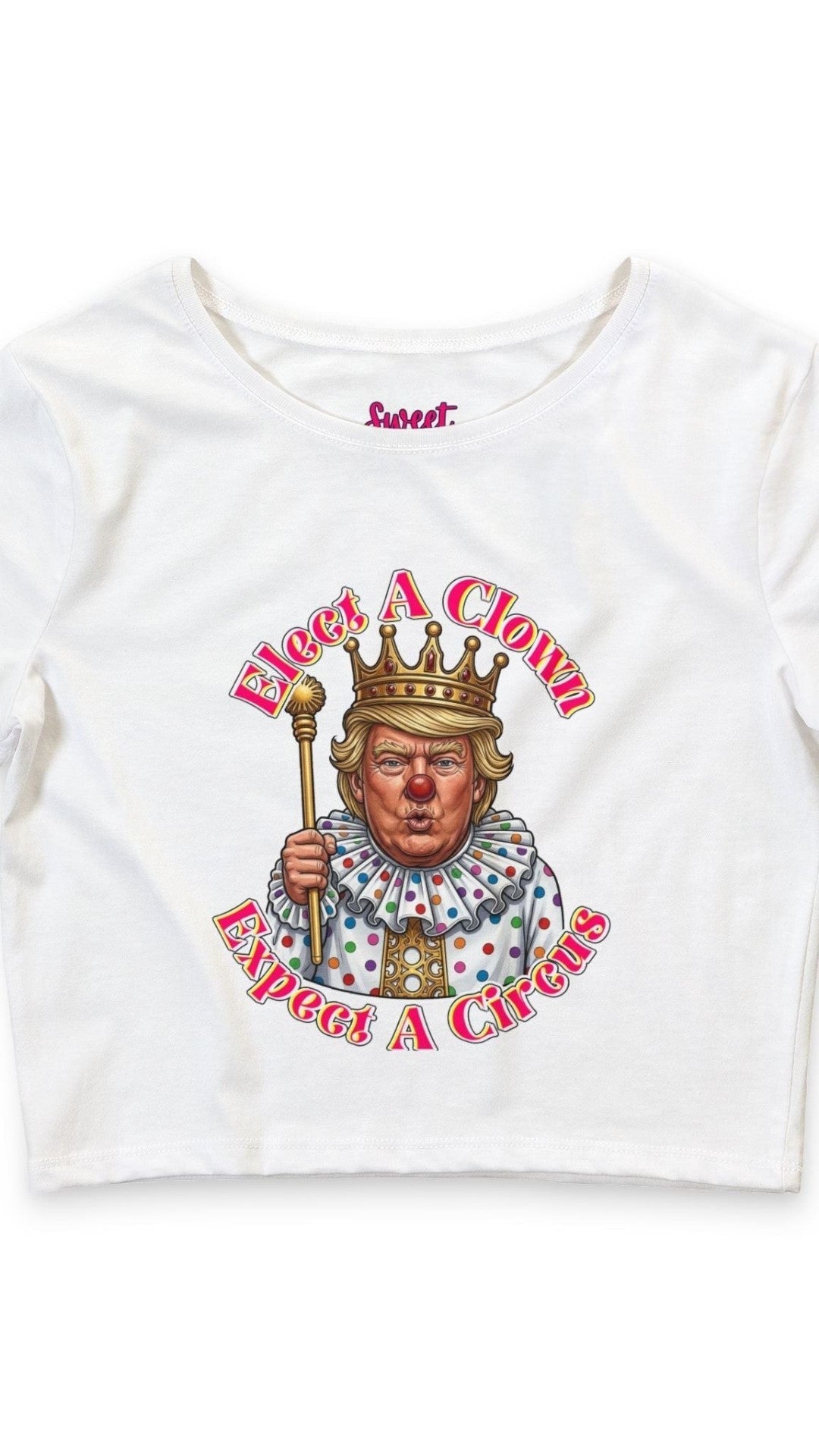 Elect A Clown Crop Tee by Printify