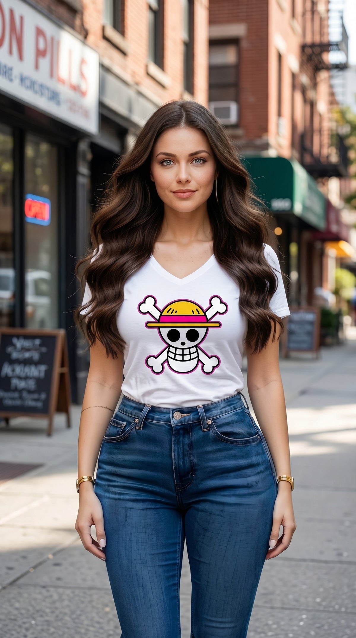 Jolly Roger V-Neck Tee by Sweet Agitator