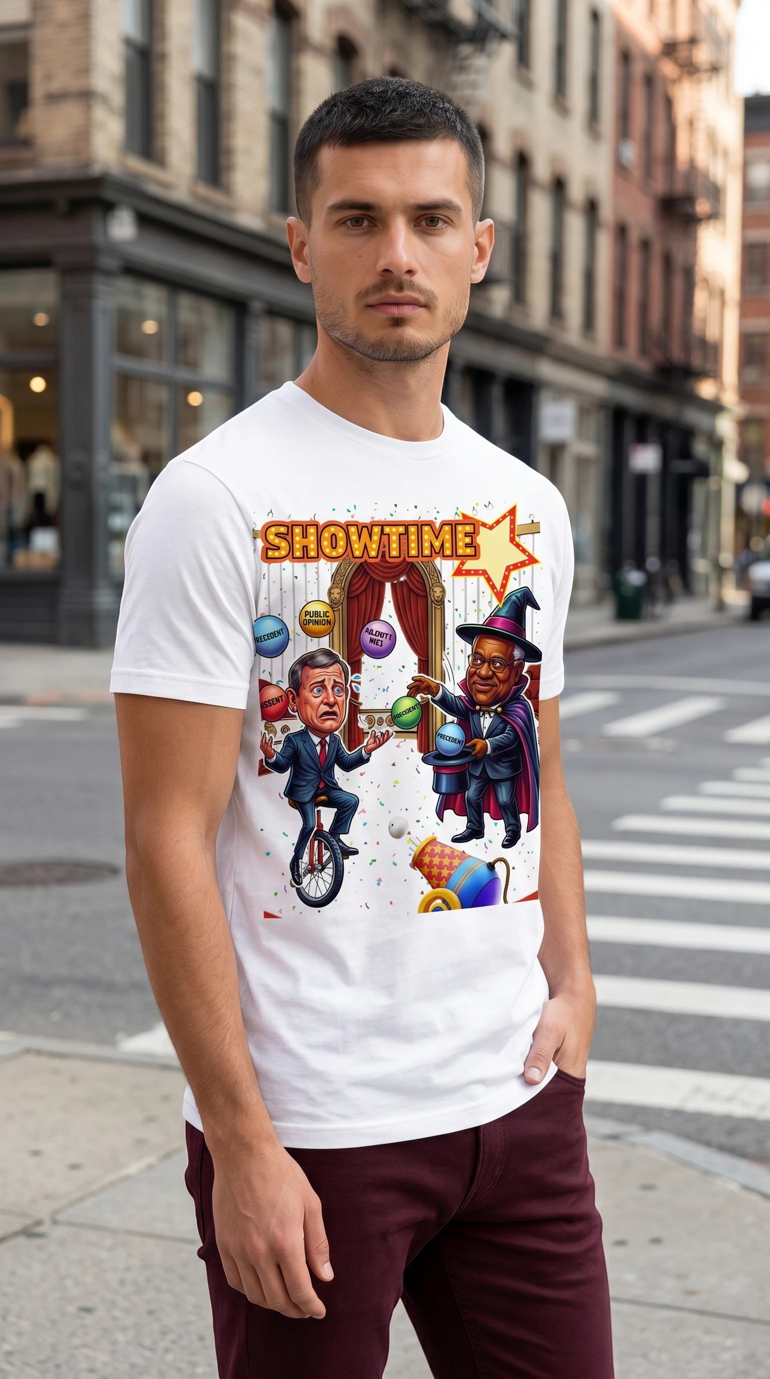 Justice Roberts & Clarence Juggling Act T-Shirt by Sweet Agitator