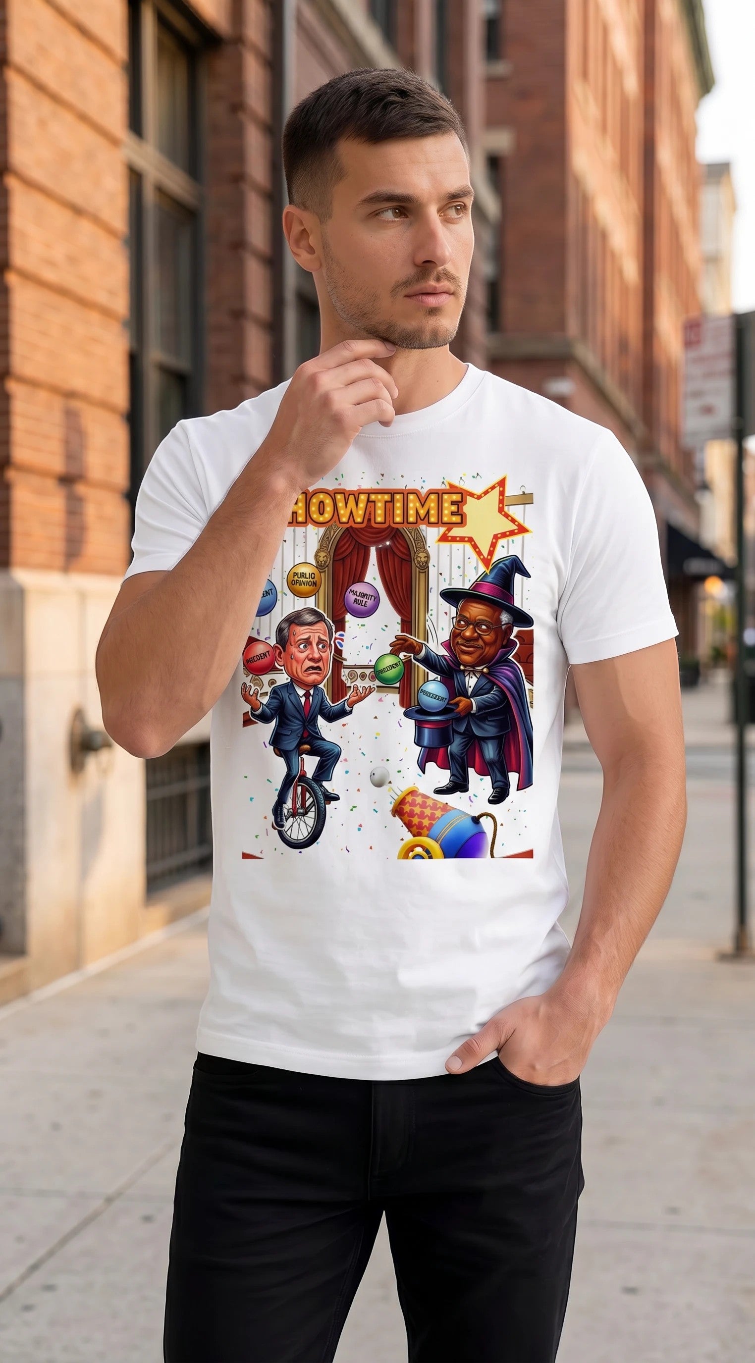 Justice Roberts & Clarence Juggling Act T-Shirt by Sweet Agitator
