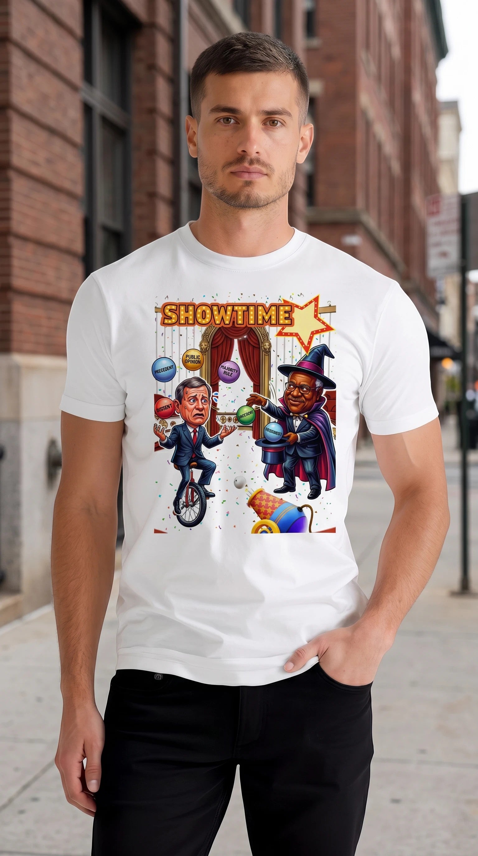 Justice Roberts & Clarence Juggling Act T-Shirt by Sweet Agitator