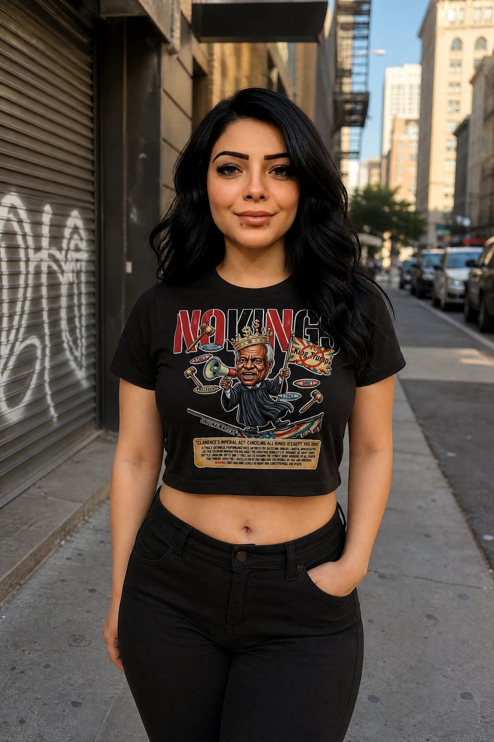 No King Trump Graphic Crop Top T-Shirt by Sweet Agitator