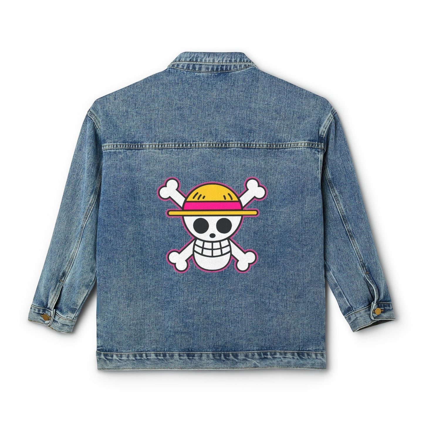 Pirate Denim Jacket Outerwear For Women Skull Back Patch PJK001 by Printify