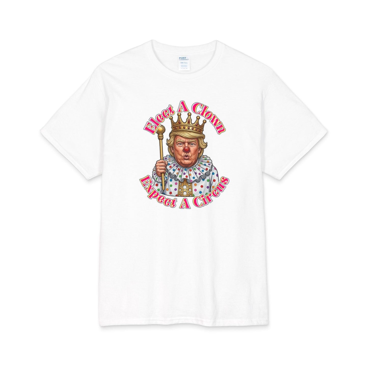 Wear A Crown Graphic Tee Political Parody Shirt With Bold Illustration by Printify