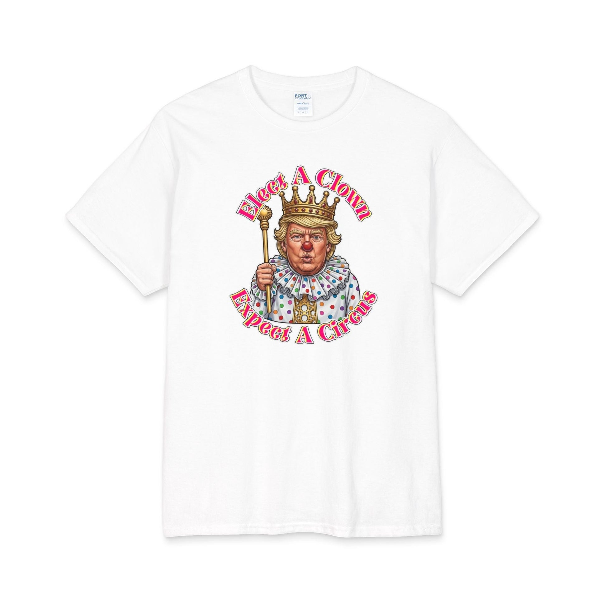 Wear A Crown Graphic Tee Political Parody Shirt With Bold Illustration by Printify