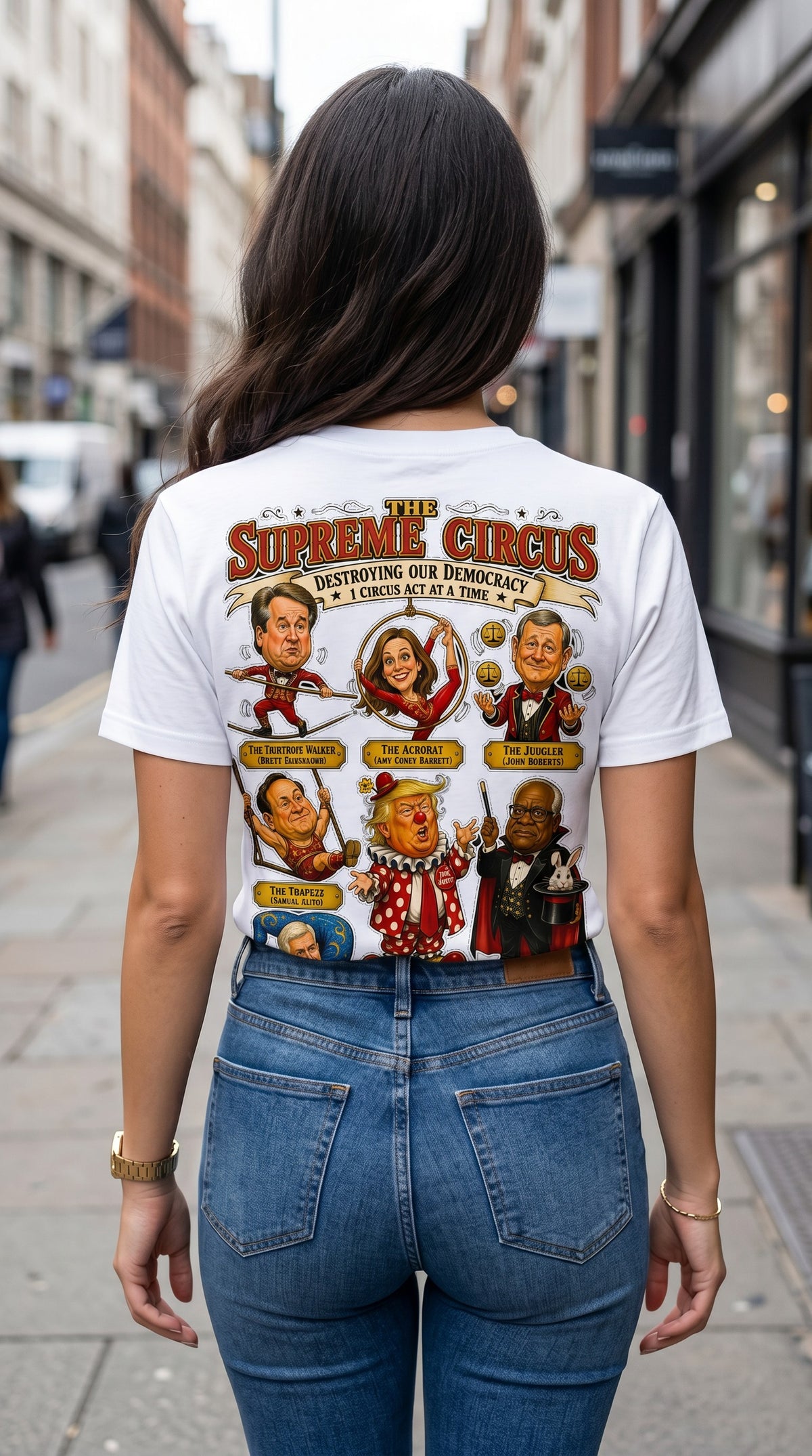 The Supreme Circus — 5 Justices & A Clown V-Neck Tee by Sweet Agitator