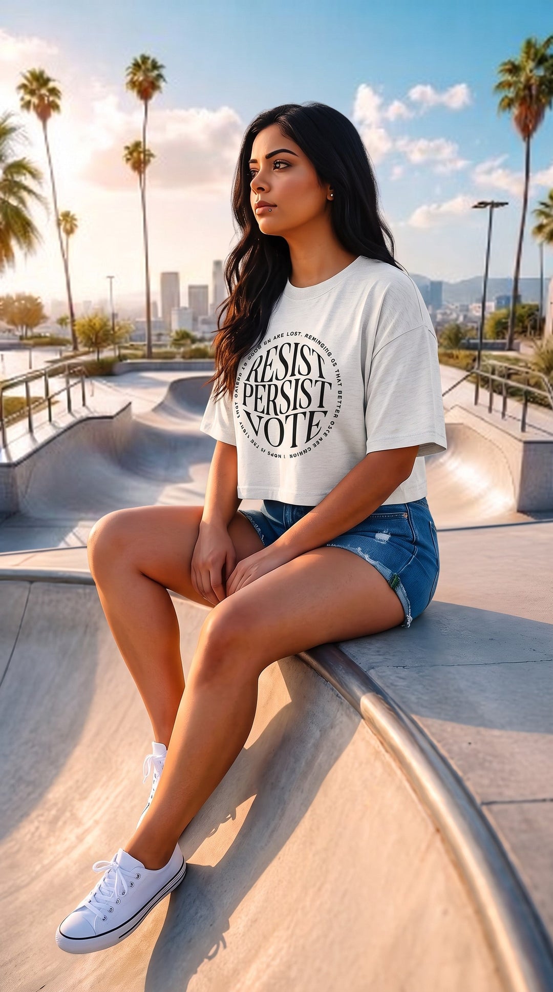 Resist Persist Vote Cropped Cotton T Shirt With Relaxed Fit by Sweet Agitator