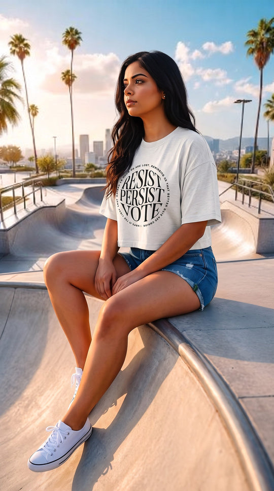 Resist Persist Vote Cropped Cotton T Shirt With Relaxed Fit by Sweet Agitator