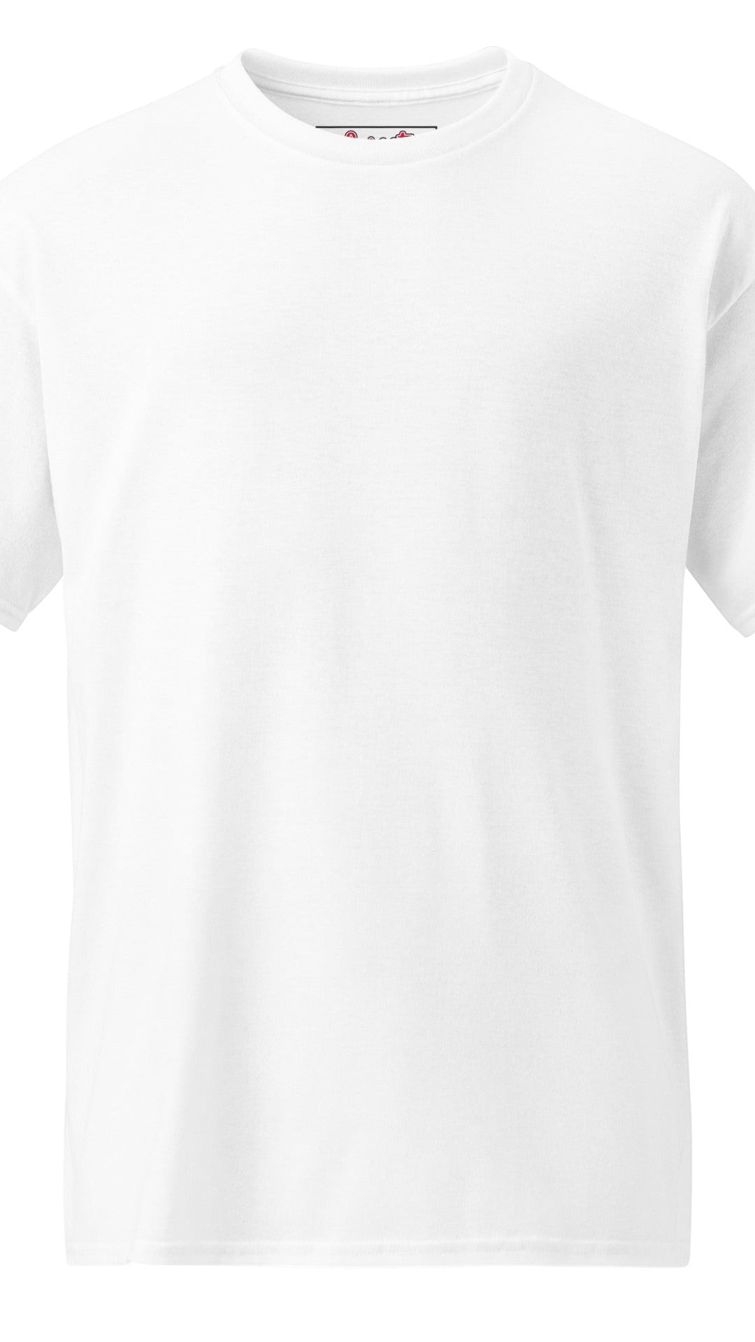Sweet Agitator white performance t-shirt made from moisture-wicking cotton-polyester DryBlend fabric, front view.