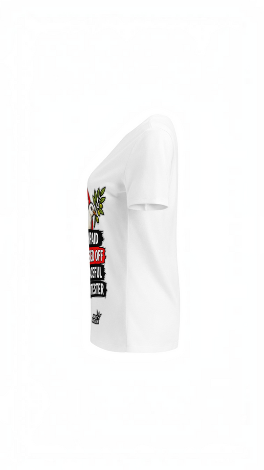 Peaceful Protester Graphic V-Neck T-Shirt by Sweet Agitator