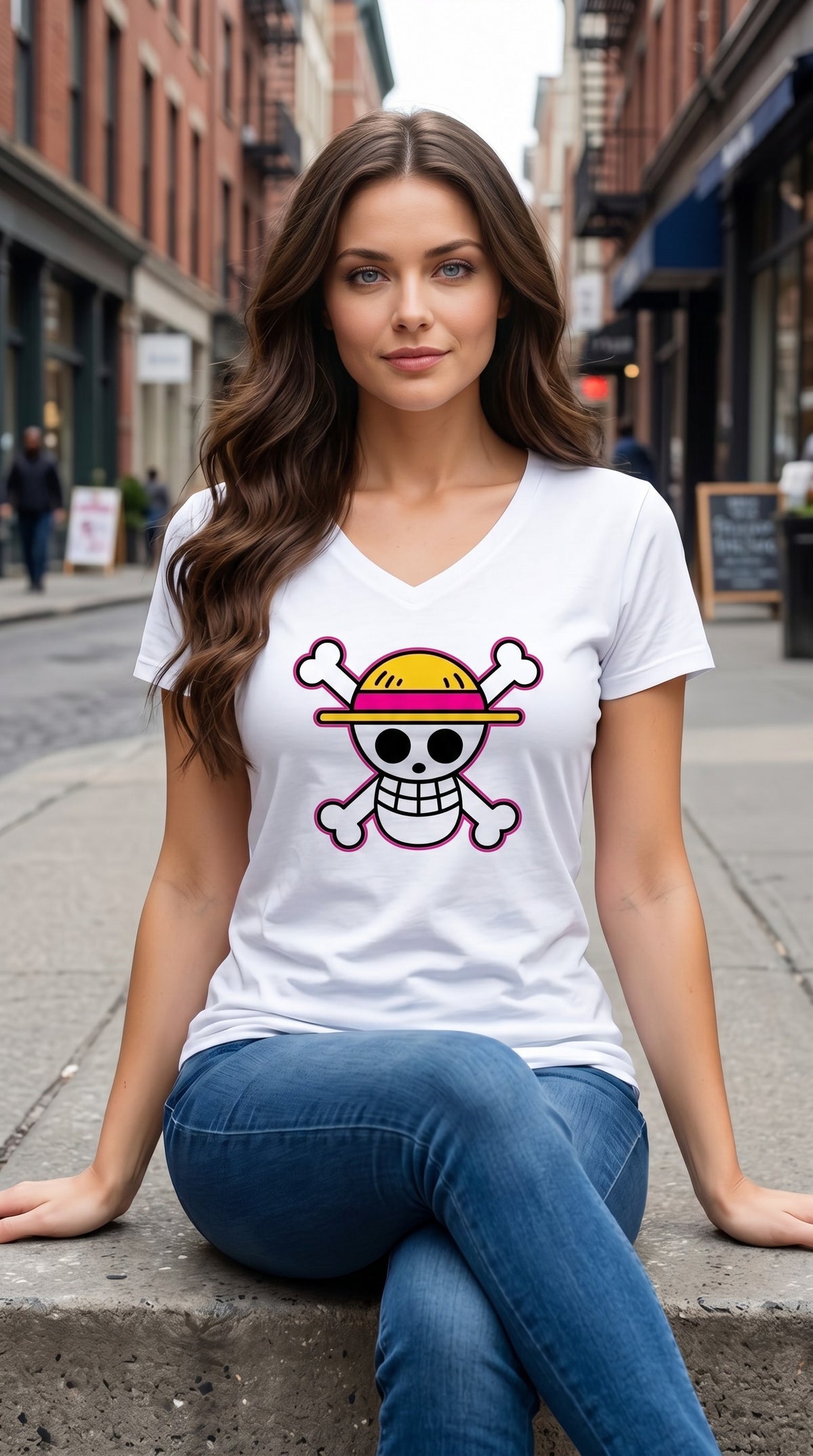 Jolly Roger V-Neck Tee by Sweet Agitator