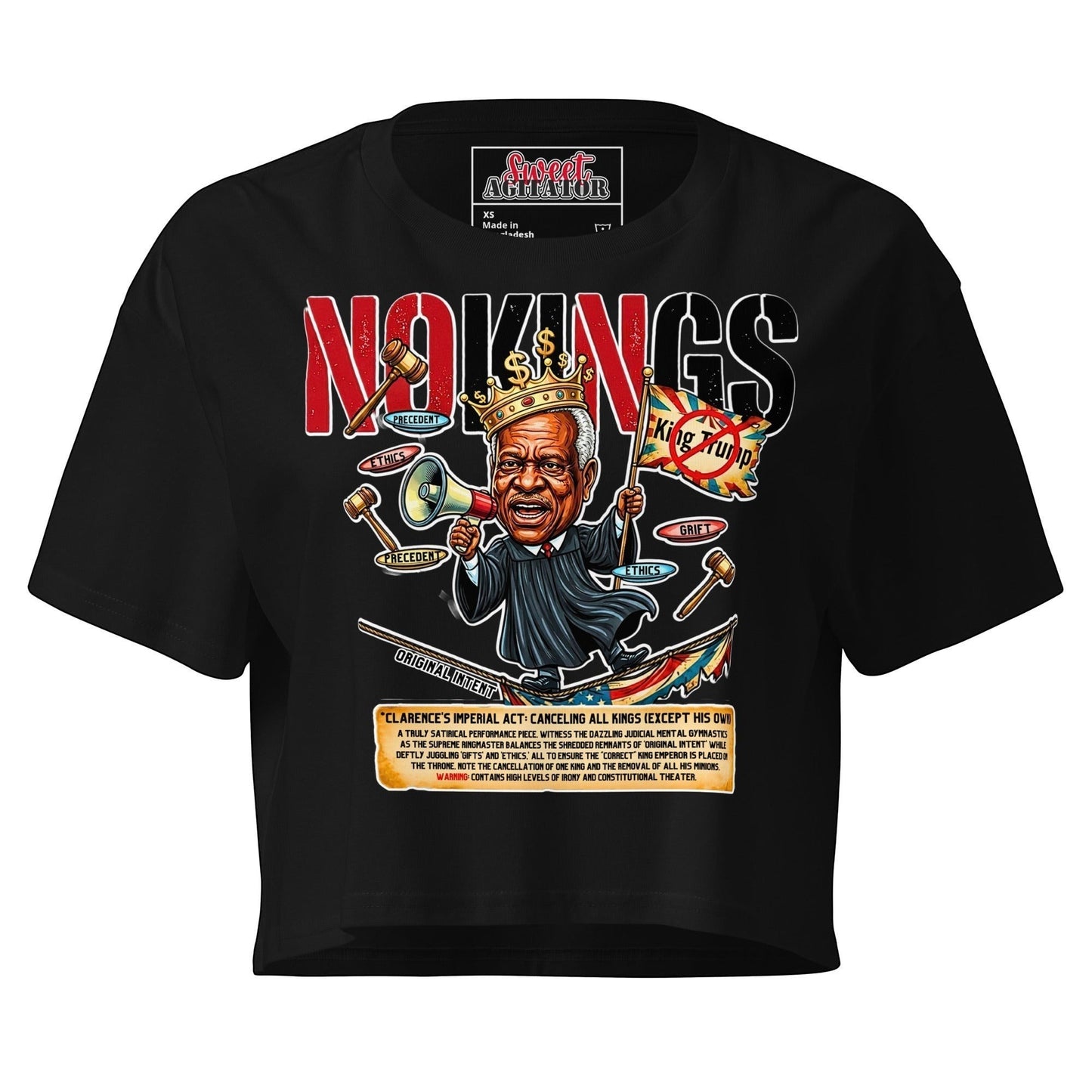No King Trump Graphic Crop Top T-Shirt by Sweet Agitator