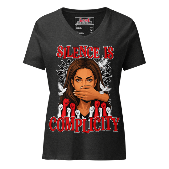Silence Is Complicity V-Neck Tee by Sweet Agitator