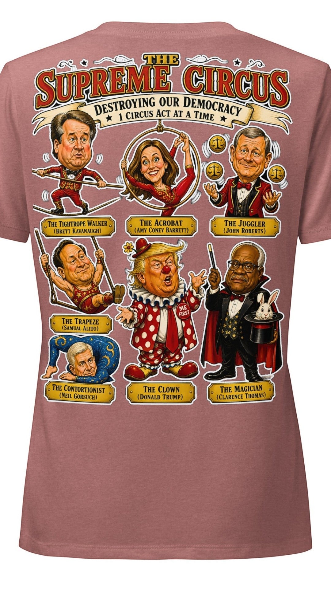 The Supreme Circus — 5 Justices & A Clown V-Neck Tee by Sweet Agitator