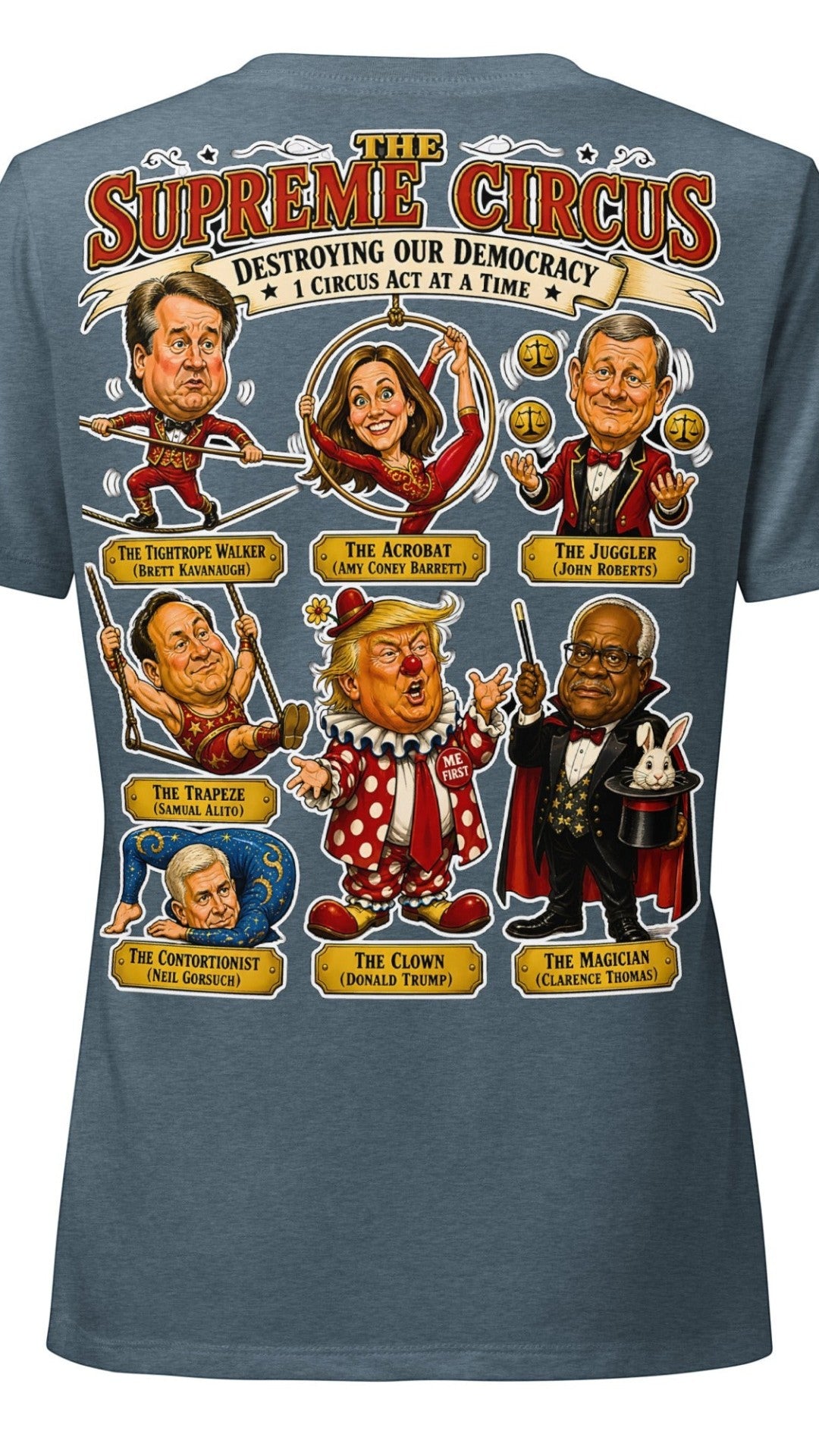The Supreme Circus — 5 Justices & A Clown V-Neck Tee by Sweet Agitator