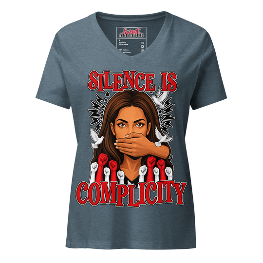 Silence Is Complicity V-Neck Tee by Sweet Agitator