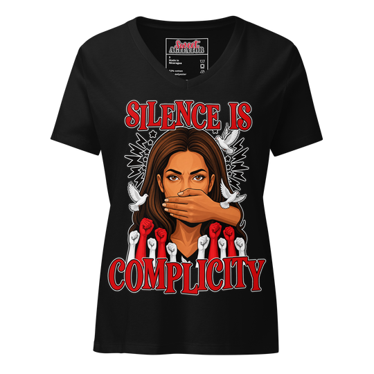 Silence Is Complicity V-Neck Tee by Sweet Agitator