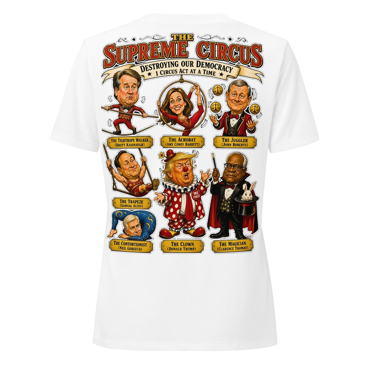 The Supreme Circus — 5 Justices & A Clown V-Neck Tee by Sweet Agitator