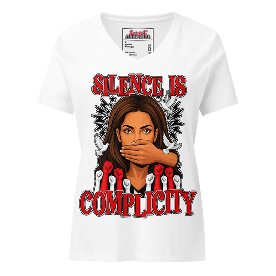 Silence Is Complicity V-Neck Tee by Sweet Agitator